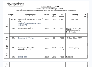 Lịch công tác tuần 27 (29/6-03/7/2026)