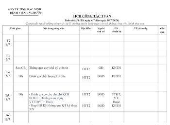 Tuần thứ 28 (Từ ngày 6/7 đến ngày 10/7/2026)